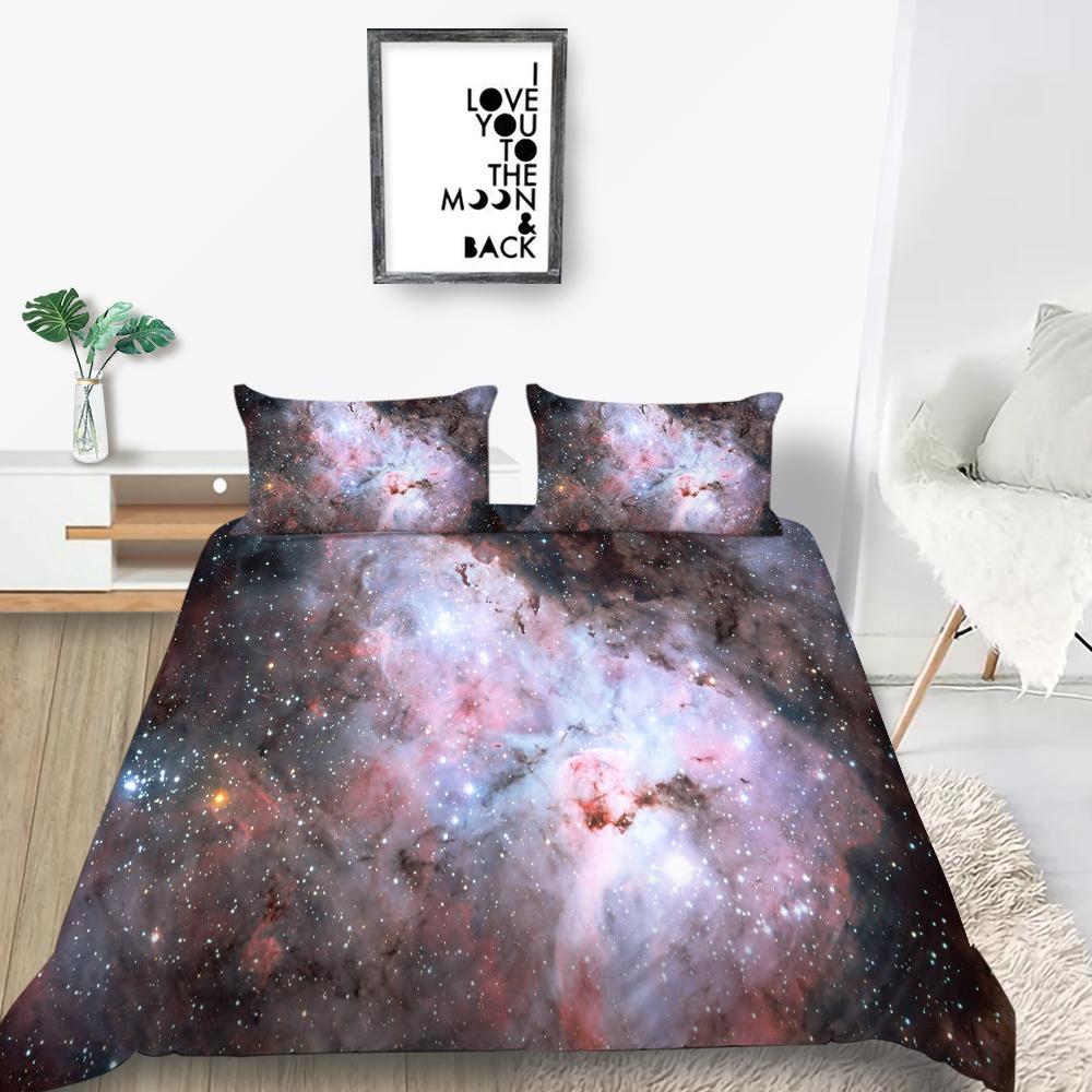 Space Star Printing Household Bedding Single Bed Double Bed Full Size Pillowcase and Quilt Cover 2/3 Beddingome