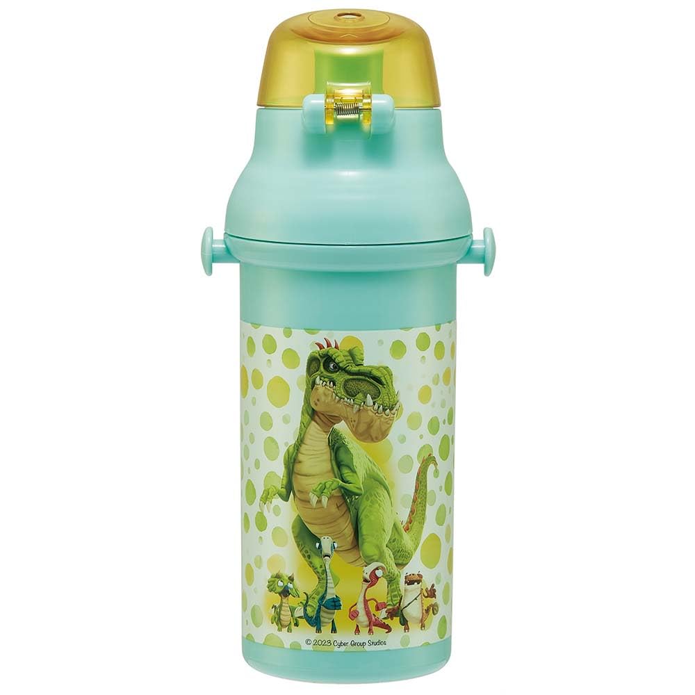 Skater Пластиковая бутылка для воды 480 мл, одно нажатие, антибактериальная, для детей, легкая, антибактериальная обработка, сделано в Японии, гигантозавр, мальчики PSB5SANAG