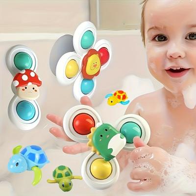 3 шт. Детская игрушка для купания с присосками, вращающаяся игрушка, мультяшная сенсорная игрушка Y2K, вращающаяся игрушка-пазл для веселого купания, подарок, мультяшная сенсорная игрушка,