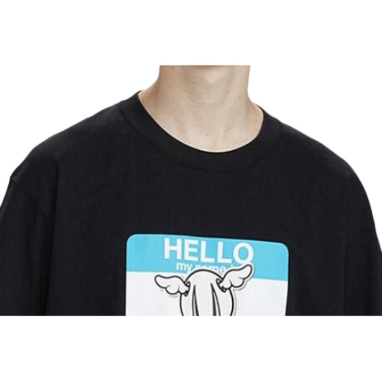Uniqlo Мужская футболка с мультяшным принтом, круглым вырезом и короткими рукавами, черный цвет 427487-09