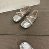 Crossed Silver Single Shoes Women's Flat-soled Soft-soled Light-mouth Round Head Mary Jane Gentle Wind Evening Shoes Fairy Beanie Shoes