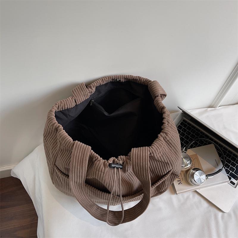 Corduroy Bag Women's Large Capacity Shoulder Shopping Bag Commuter Tote Bag