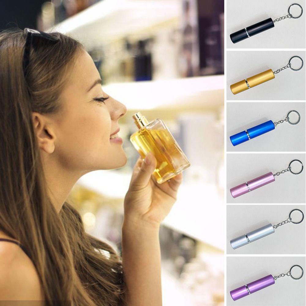 С брелоком Пустой флакон для духов Металлический многоразовый Блестящий Портативный флакон-спрей Путешествия