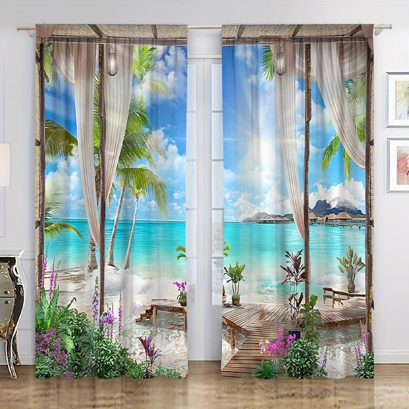 2 шт. Водопад птица журавль напечатанные шторы полиэстер люверс верхняя штора для офиса спальня гостиная природа пейзаж дом