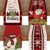 Рождественская скатерть-дорожка Санта Елка Принт 2026 Новый год Праздничный декор обеденного стола Рождественская скатерть