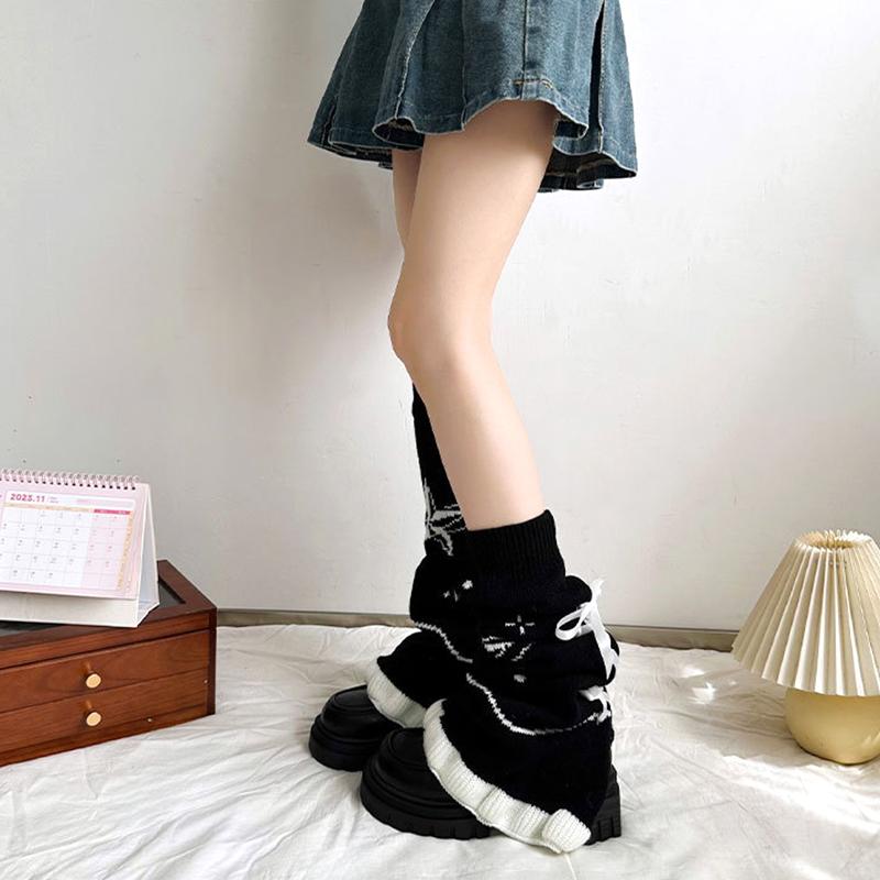 1 пара носков с ремешком и узором пентаграмма, кружевные носки с ворсом и завязками на ногах, сохраняющие тепло