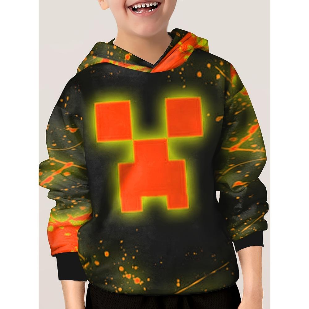 Детская толстовка с капюшоном со светящимся принтом лица, унисекс-пуловер, повседневная толстовка с капюшоном и длинными рукавами для девочек и мальчиков, верхняя одежда на весну и осень
