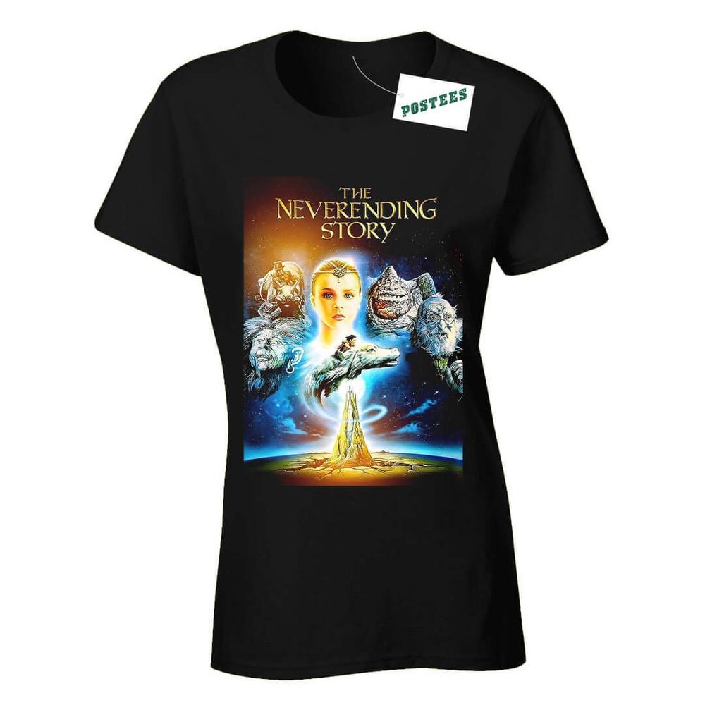 Retro Movie Poster Inspired By The Never Ending Story DTG Ladies Fitted TShirt Unisex T-Shirt
