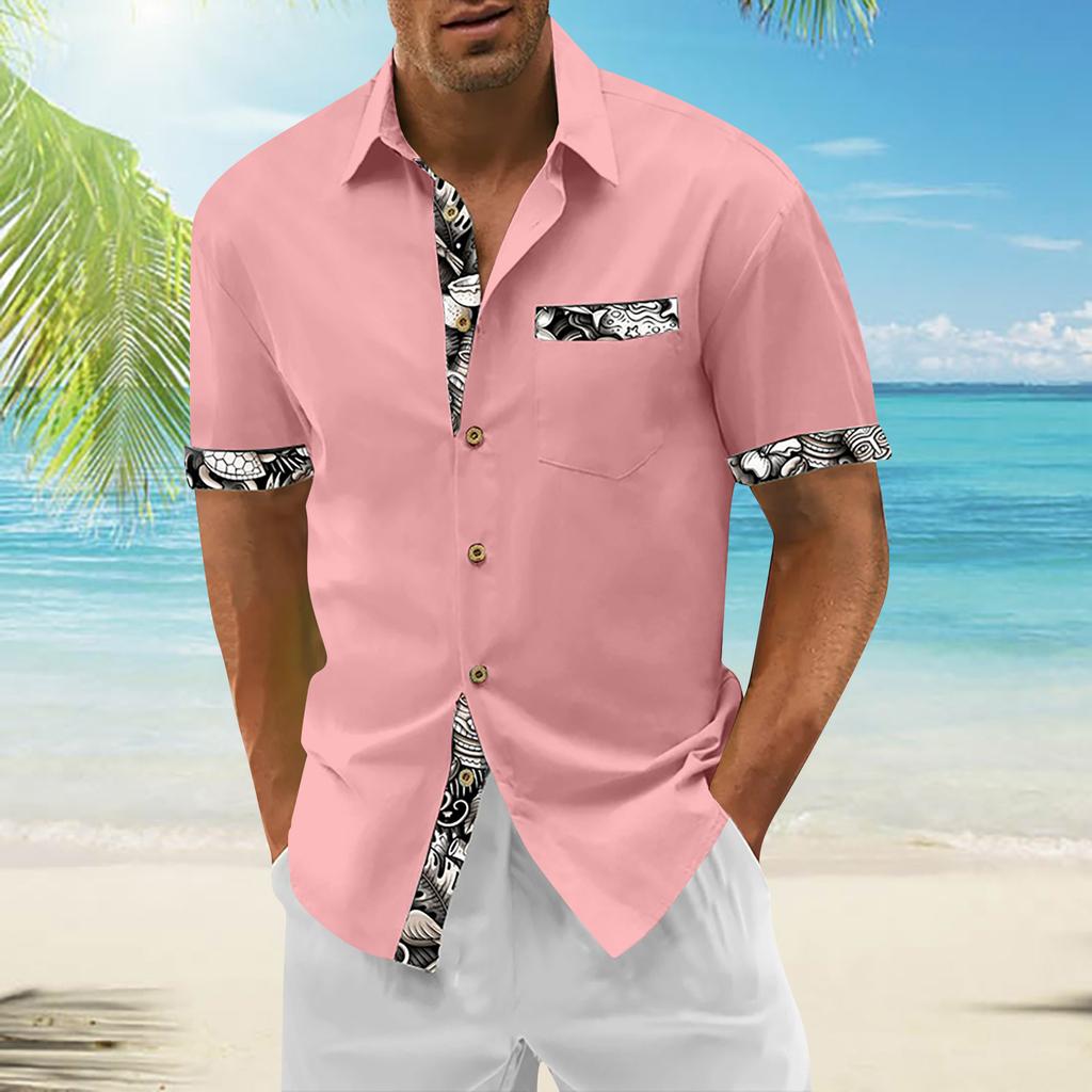 Гавайская рубашка для мужчин, мужские винтажные рубашки для боулинга на пуговицах, летняя пляжная рубашка с коротким рукавом