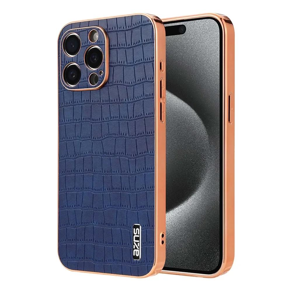 Чехол из ПУ-кожи под крокодила для iPhone 17 Air 15 16 14 13 12 11 Pro Max Plus, Защита камеры, Покрытие, Ударопрочный чехол