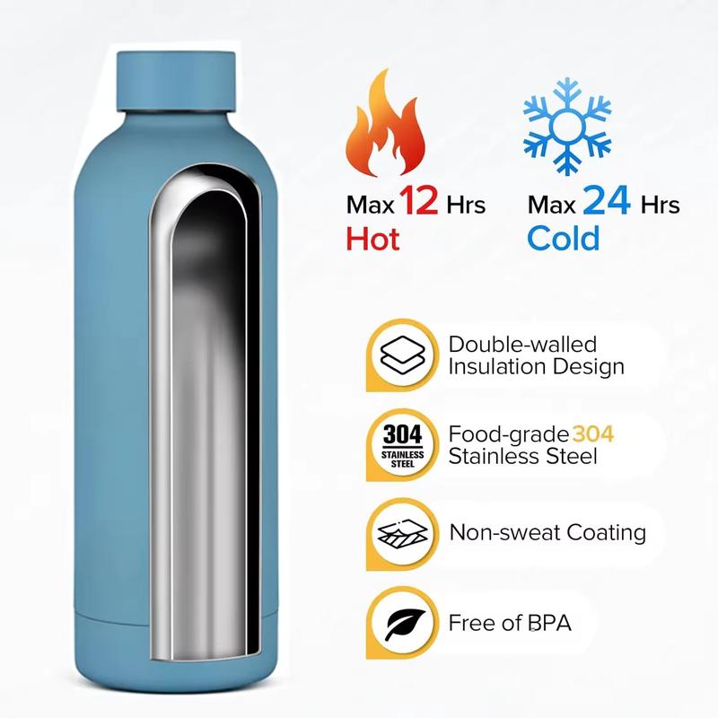 500ml Thermos Cup Small Mouth Water Bottle Stainless Steel Heat Retention 6-12H Portable Car Mug for Office Travel Outdoor Gym