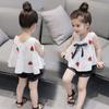 Одежда для маленьких девочек, футболка с принтом, жилет + шорты, комплект брюк