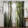3D Forest Maple Leaf Natural Scenery Sunset Green Trees Design Thin 2 Pieces Curtains for Living Room Bedroom Window Drape Decor