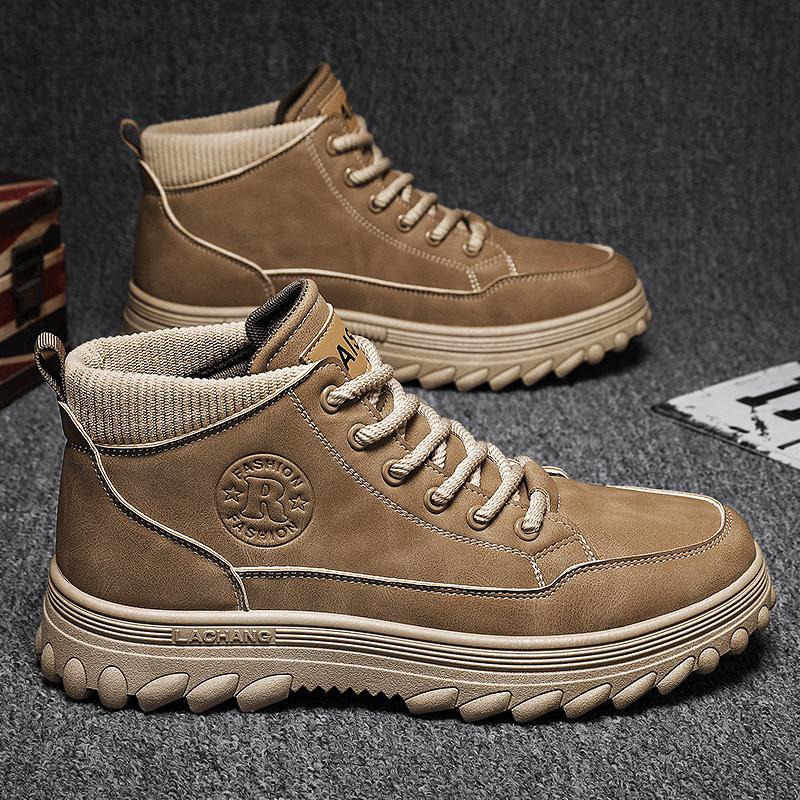 New Fashion Autumn And Winter Men's High Top Martin Boots Students Male Boys Trending Soft Sole Work Shoes Labor Protection Martin Sneakers