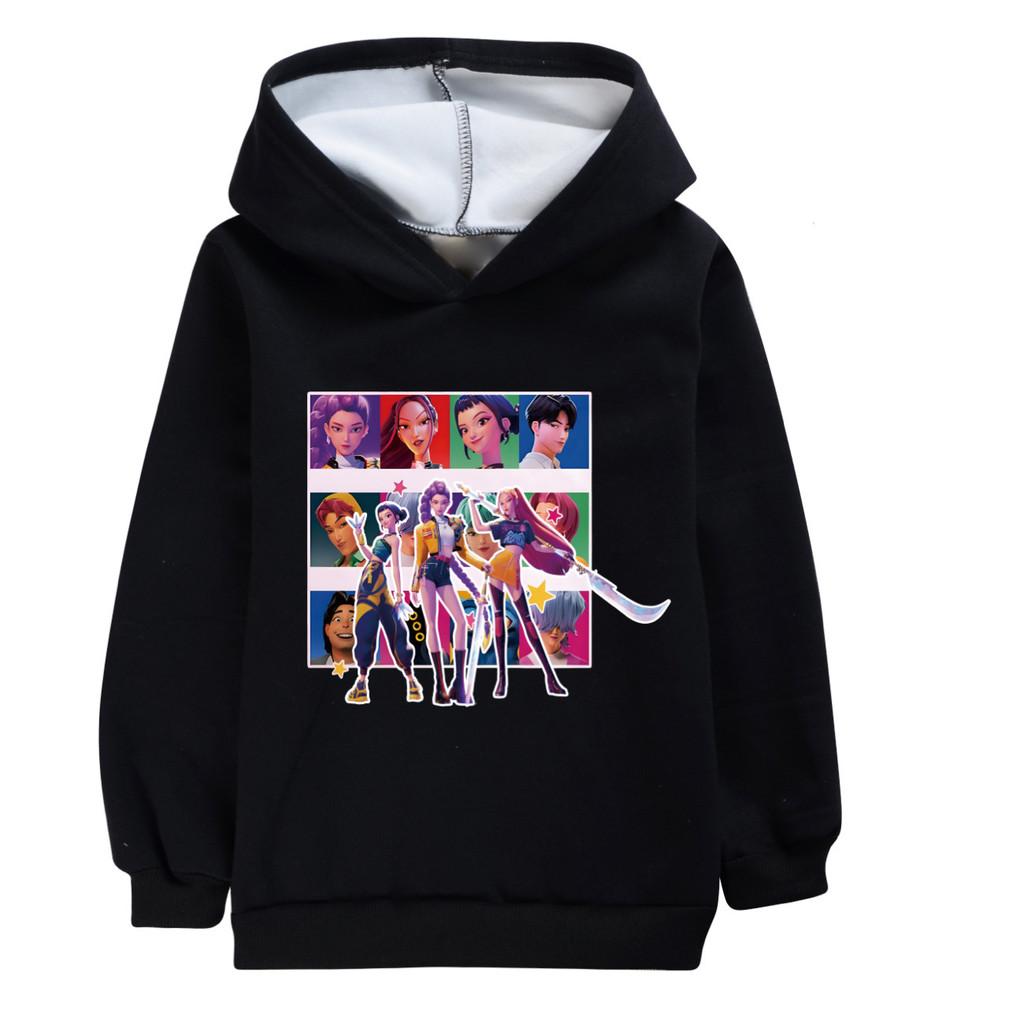 5036 Теплый бархатный детский Kpop худи для девочек с принтом Руми Зои Мира и длинными рукавами для зимы