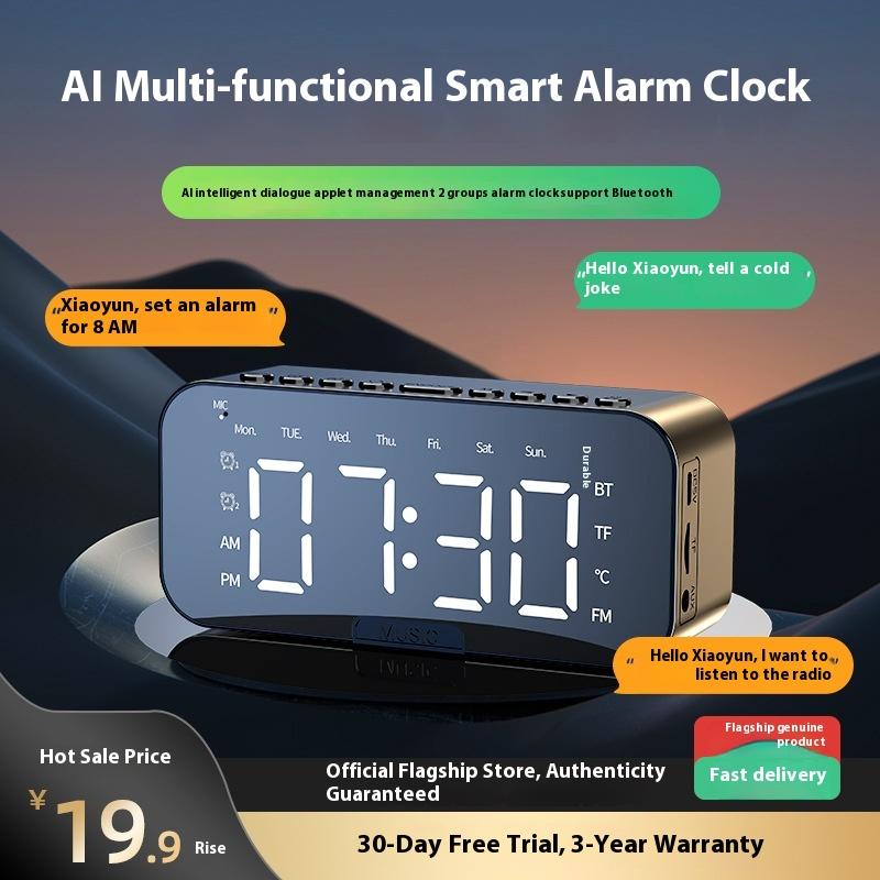 Smart Bluetooth Speaker Electronic Multi-function Clock Student Wake Up Alarm Clock Artifact Wireless Small Speaker High Sound Quality