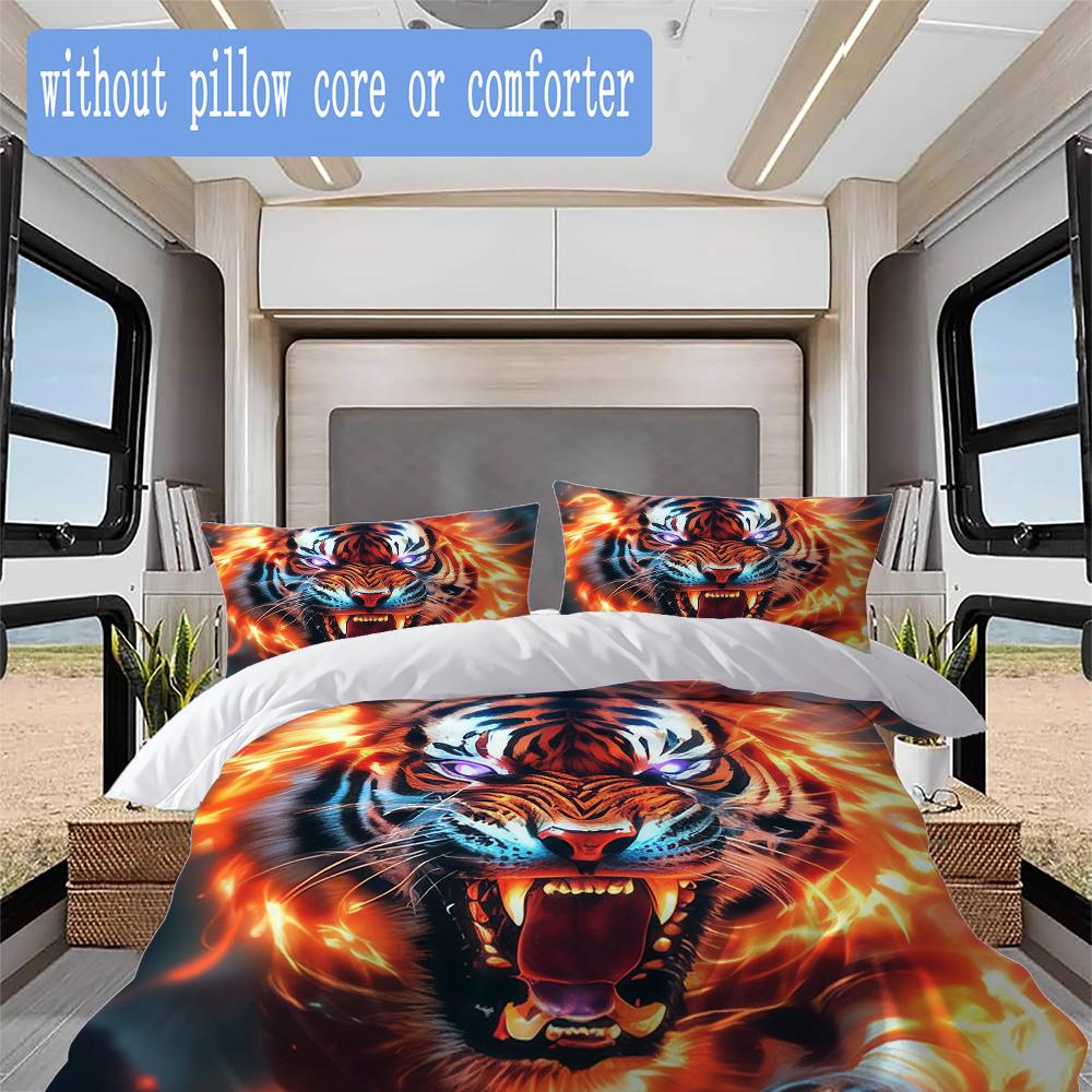 Stylish Tiger Pattern Bedding,Quilt Set Quilt Cover Pillowcase Home Birthday Gift (1*duvet cover+2*pillowcase,without core)ZSJT0917359