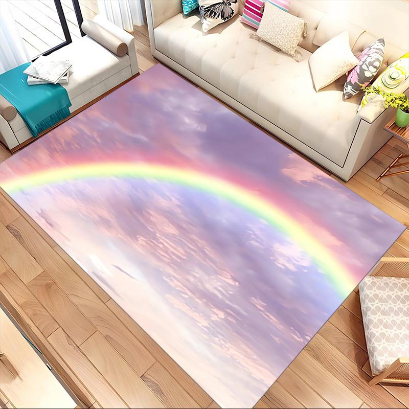 rainbow cloud Crystal Velvet chair mat Area Rug - Non-Slip, Floor Mat, Office Desk Chair Rugs, Bedroom Decor.Christmas Gift-1106176