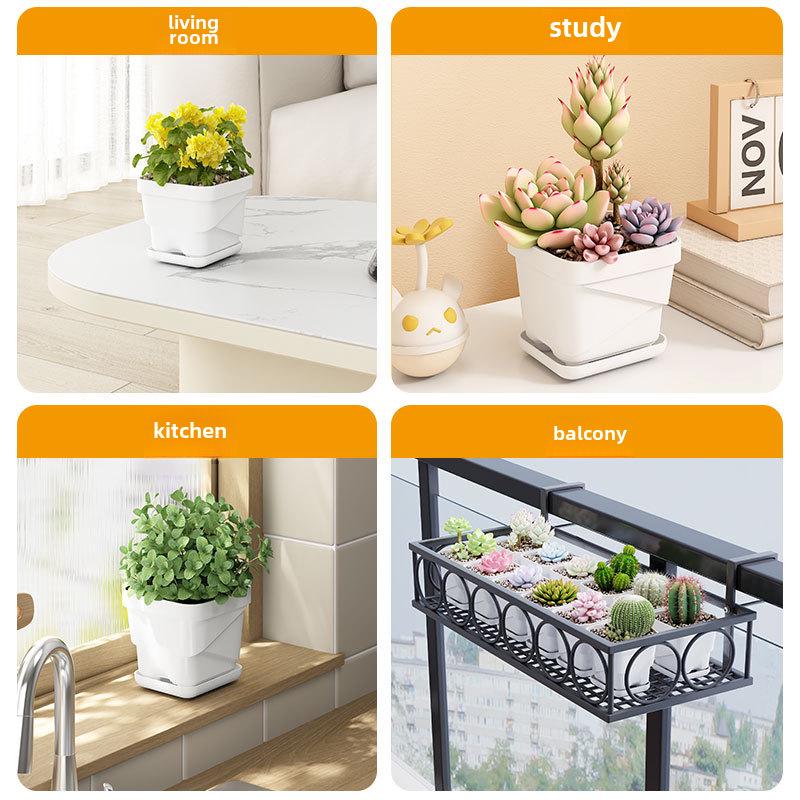 Прочные дышащие пластиковые квадратные цветочные горшки для дома и офиса