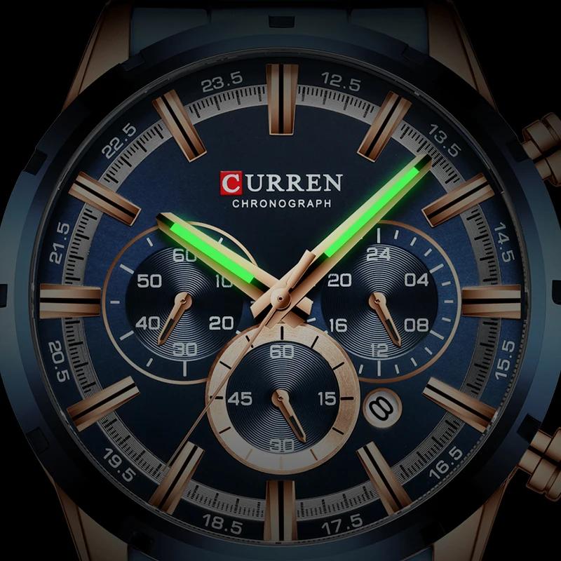 CURREN Watch Luxury Sports Quartz Mens Watches Full Steel Waterproof Chronograph Wristwatch