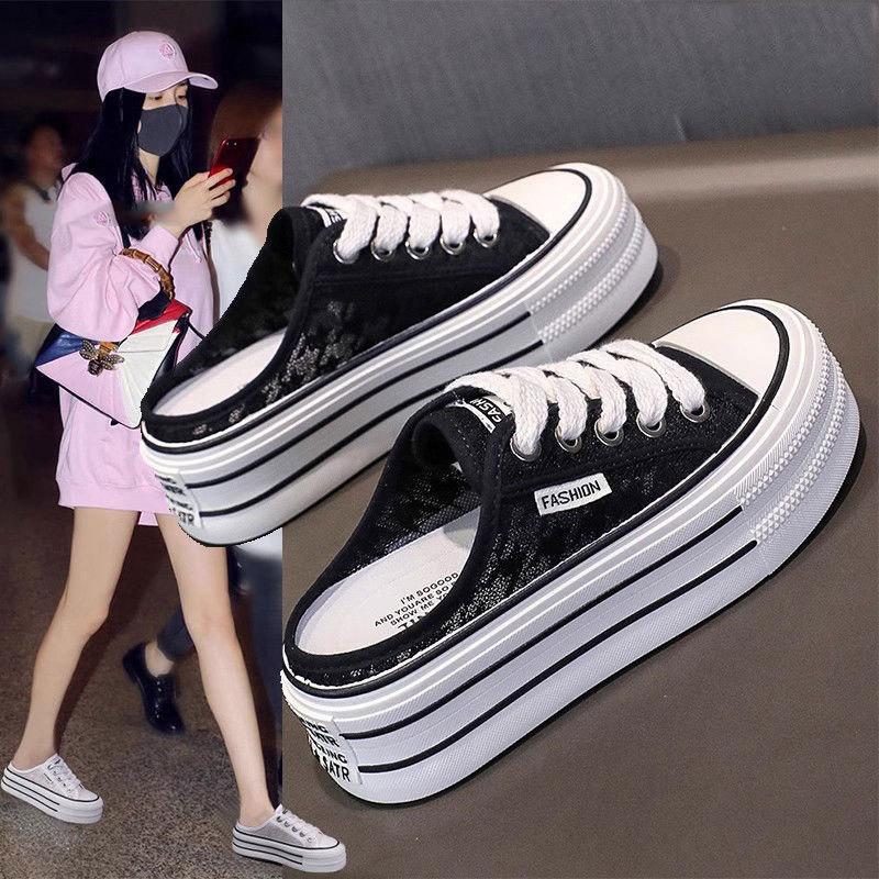 Шлепанцы на толстой подошве женские летние женские туфли уличные сетчатые туфли без каблуков полушлепанцы