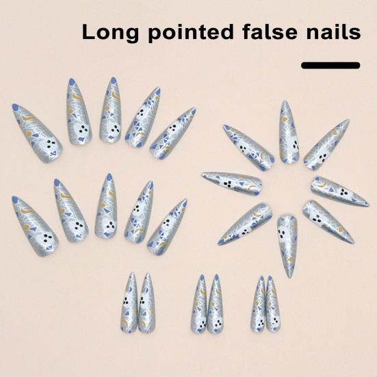 Накладные ногти с длинным кончиком, длинный призрак, забавный стильный гламурный дизайн, безопасный для Хэллоуина срок службы, защита от поломки