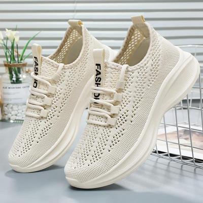 Женские 2025 Весенние Кроссовки Flyknit Повседневные Дышащие Модные Тренд Корейский Стиль Спортивная Обувь