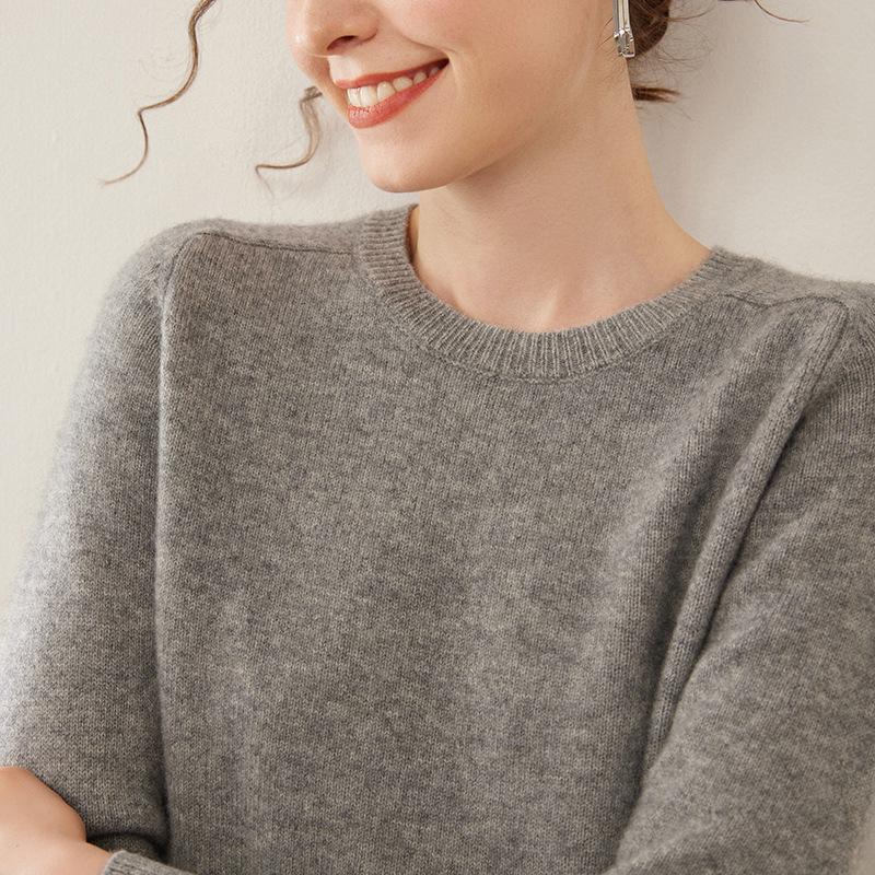 Women's Cashmere Saddle Shoulder Sweater - Thick Autumn/Winter Pullover