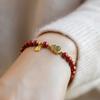 Chinese Cinnabar Peace Gourd Jade Bracelet Ladies Girl Delicate Elegant Lucky Red Bracelets Fashion Jewelry Accessories
