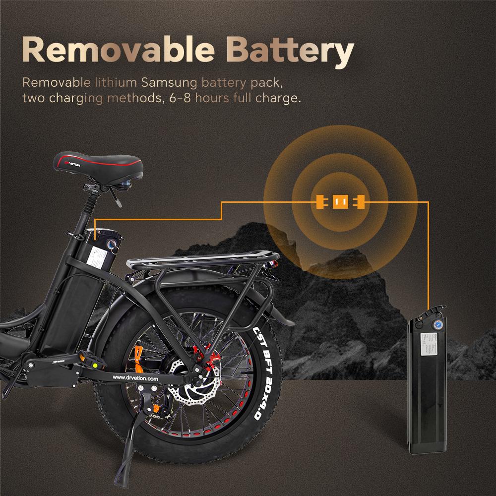 DRVETION CT20 Складной Электровелосипед 20*4.0" Толстые Шины 750 Вт Мотор 48 В 10 Ач/15 Ач/20 Ач Батарея 45 км/ч Макс. Скорость Дисковый Тормоз Shimano 7-скоростей