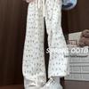 Маленькие белые цветочные широкие женские спортивные штаны: Новые свободные повседневные брюки прямого кроя на весну, лето, осень 2025