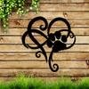Modern Laser-Cut Iron Heart Paw Print Wall Decor, Indoor Outdoor Metal Art, Gift for Pet Lovers