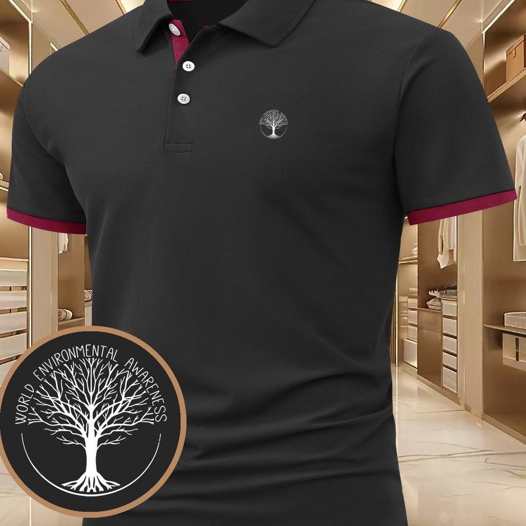Men's Training Athletic Polo Shirt Moisture Wicking Short Sleeve Quick Dry Golf Top for Active Workout