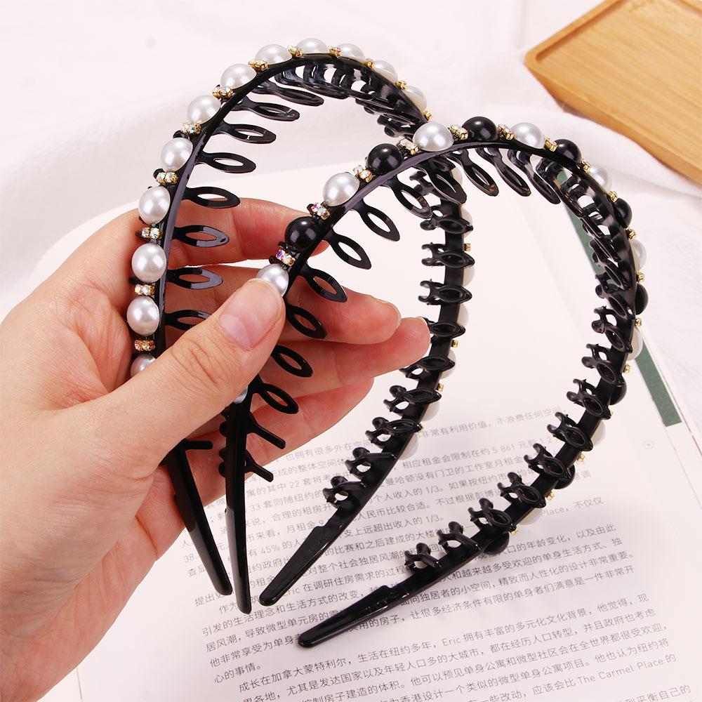 Korean Rhinestone Non-slip Toothed Wash Face Hair Hoop Pearl Headband Hair Accessories Hair Band