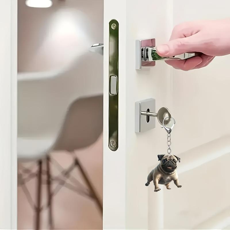 Новый акриловый плоский 2D брелок в виде мопса рождественский подарок акриловое украшение на рюкзак креативная подвеска на рождественскую елку