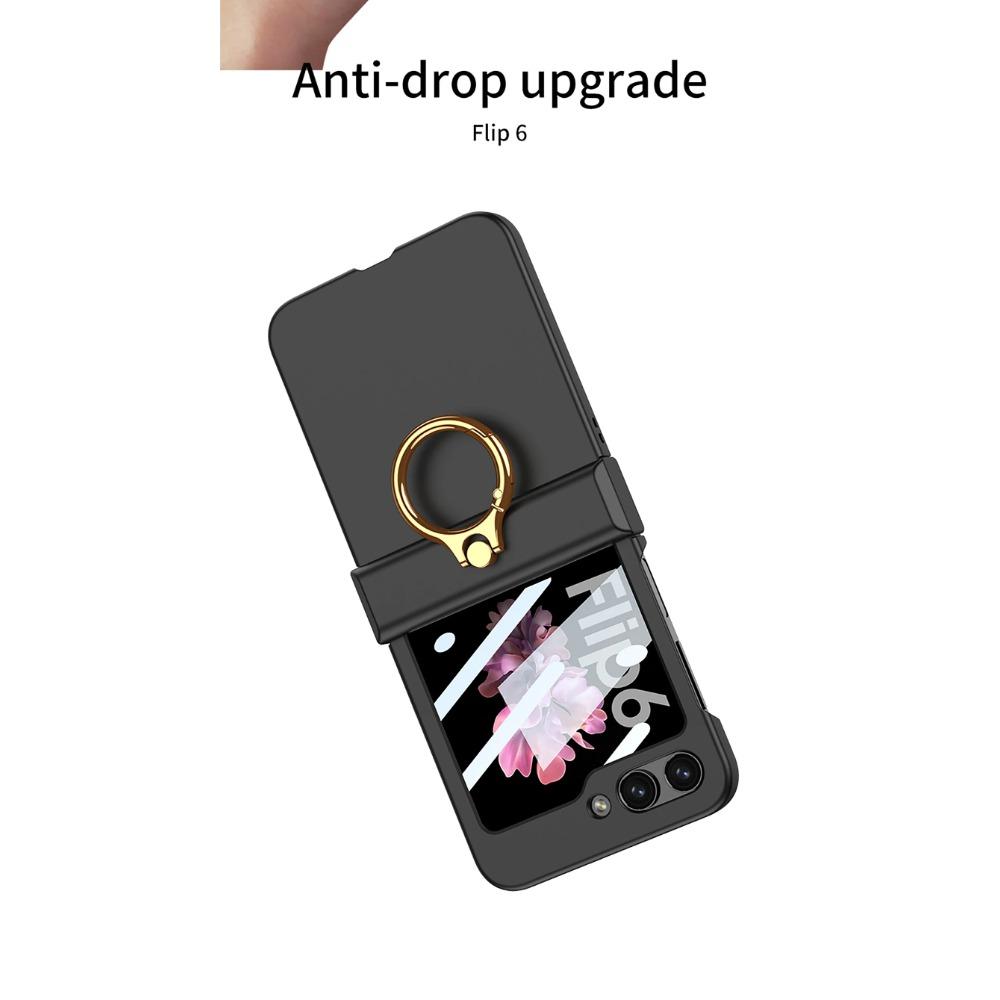 Ультратонкий жесткий защитный чехол для телефона на петлях из ПК для Samsung Galaxy Z Flip 6 5 4 3, чехол с кольцевым держателем, маленькая защитная пленка для экрана