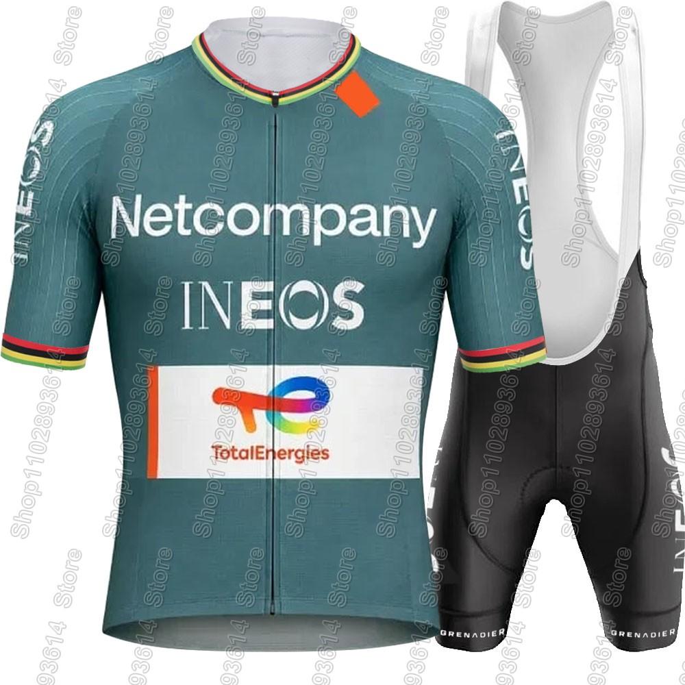 Комплект формы для велокоманды Netcompany-INEOS Велосипедная одежда с коротким рукавом Комплекты Велосипедные футболки Костюм Велосипедные шорты с лямками Maillot