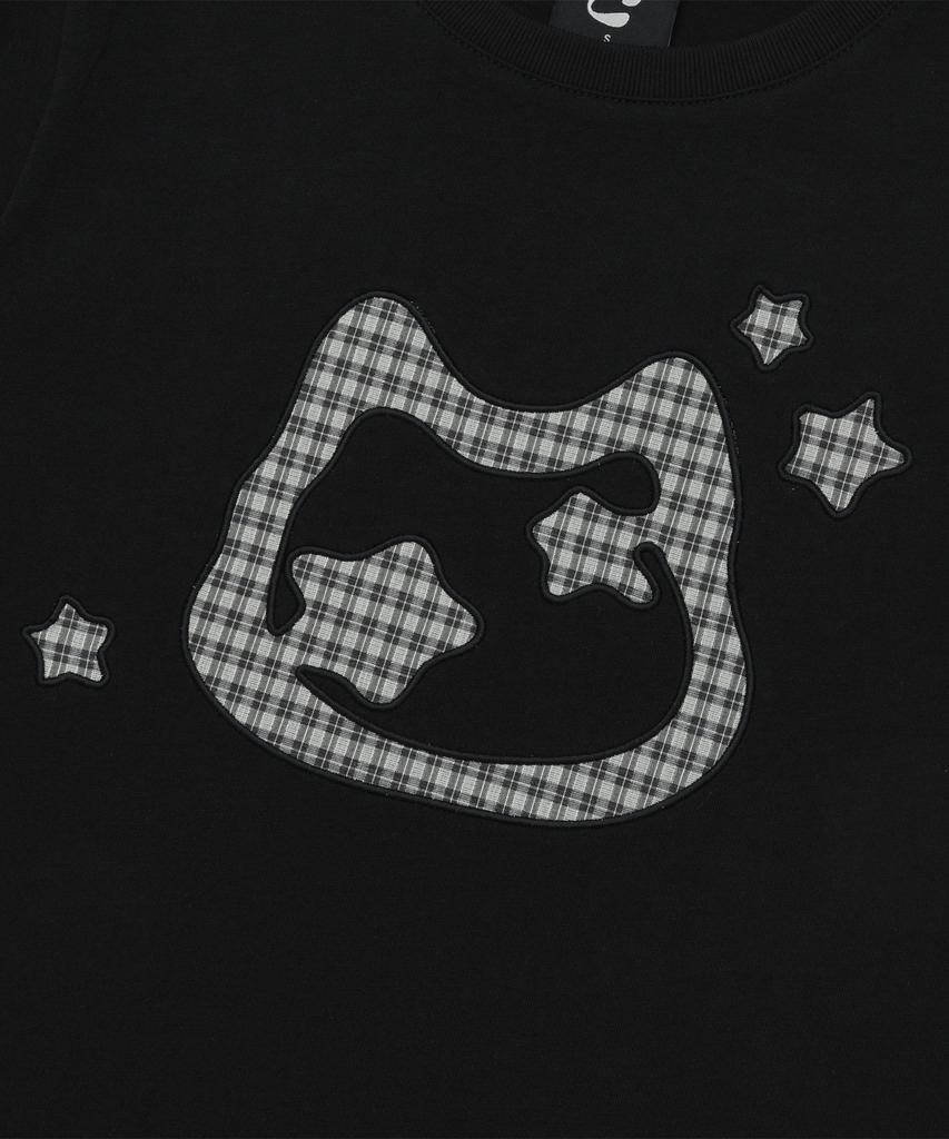 LMR Cat Symbol Applique Short Sleeve T-Shirt Black