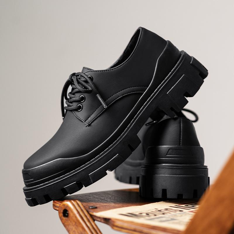 Мужские повседневные туфли с круглым носком Модный уличный стиль Отдых на природе Деловая вечеринка Офис Молодежная обувь для ходьбы на толстой подошве