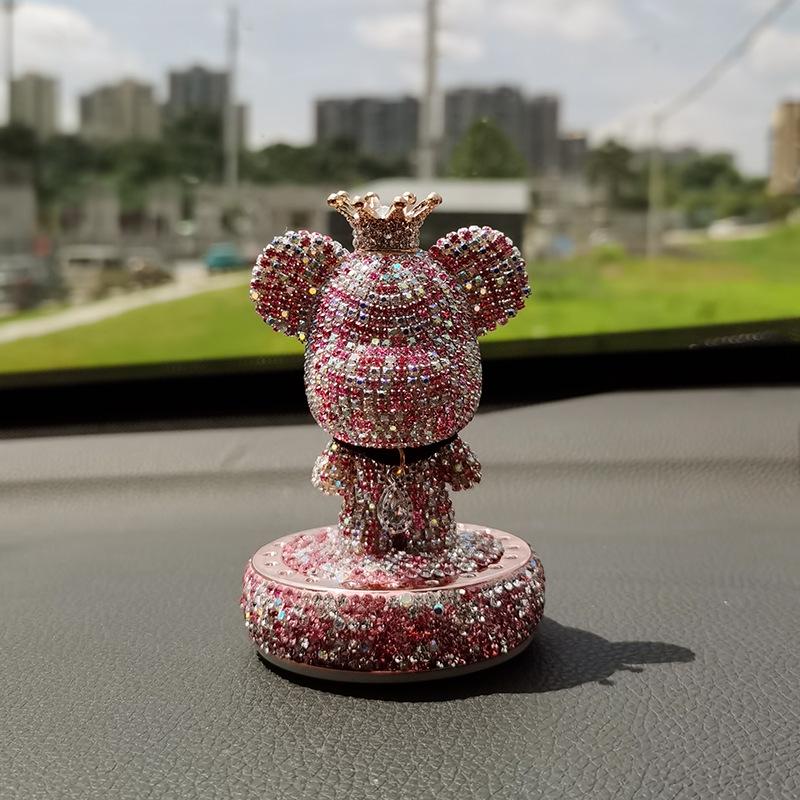 Creative Cartoon Bear Diamond-Studded Car Perfume Ornament - Solid Perfume Gift Decor
