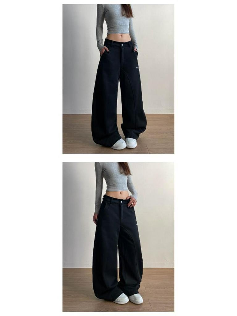 Женские свободные спортивные штаны в стиле ретро с вышивкой букв - Весенне-летние повседневные штаны силуэта полумесяца