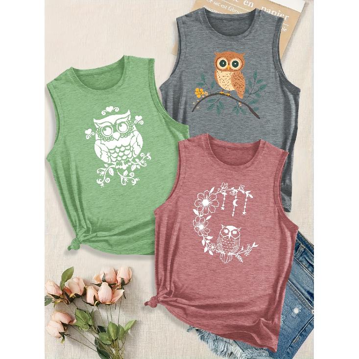 Simple and cute pet-themed English letter series sister outfit with printed pattern and round neck3Sleeveless vest spring/summer women's top