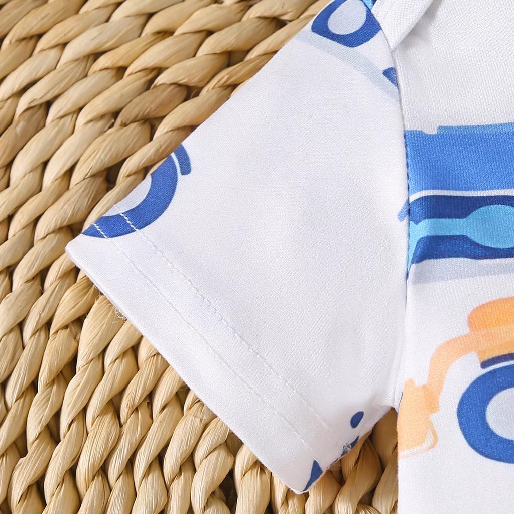 Боди для младенцев и мальчиков с принтом грузовика, повседневный комбинезон с короткими рукавами