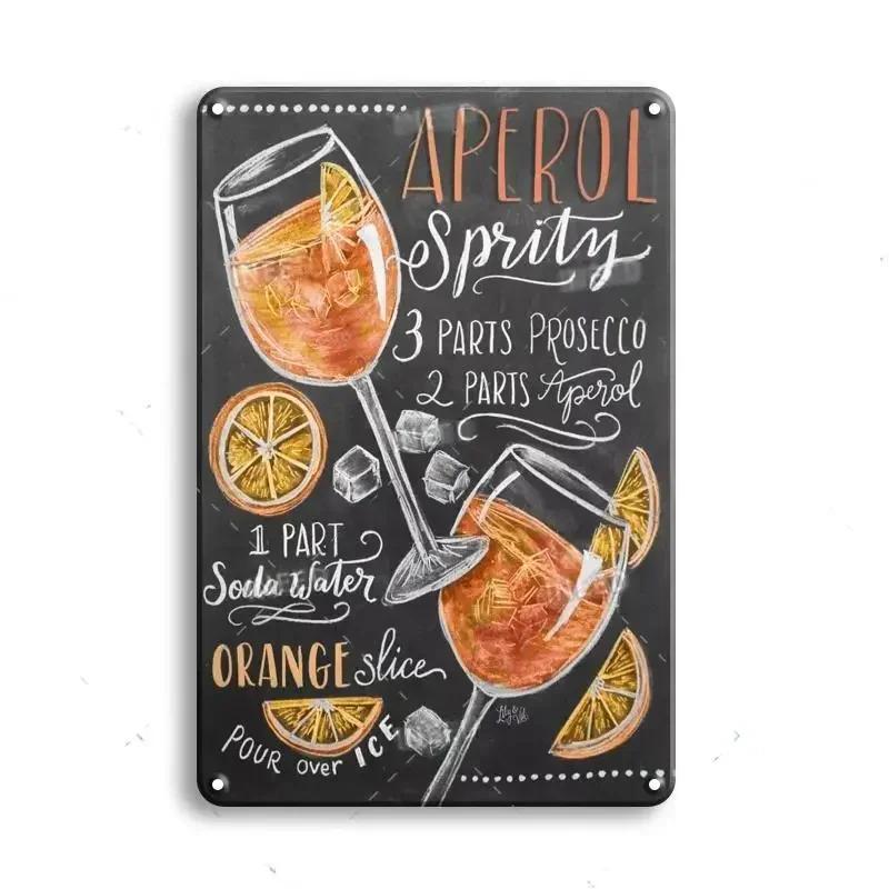 Vintage Metal Sign Decoration Gin & Tonic Cocktail Tinplate Poster Wine Whisky Art Plaque for Bar Home Wall Decor Tin Signs