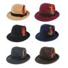 Wild Brim Jazz Hats Имитация шерсти Костюм Кепка для косплея Практичные украшения из перьев Шляпа для улицы