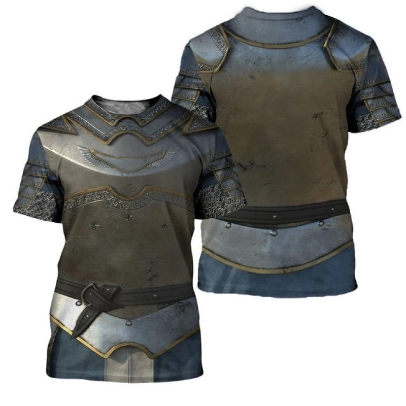Medieval Armor 3D Printed Viking Cosplay Men's Summer Vintage Crewneck Short Sleeve Hip Hop Kids Street Funny Casual T-shirt Top