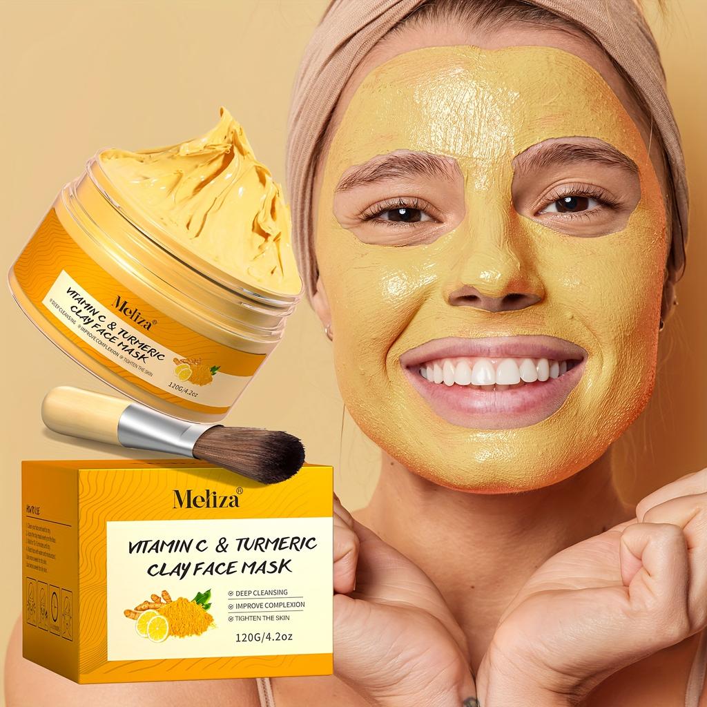 Deep Cleansing Turmeric Exfoliating Mask - Vitamin C & Turmeric Micro-scrub Foaming Shower Cream with Invigorating Coconut Oil and Glycerin