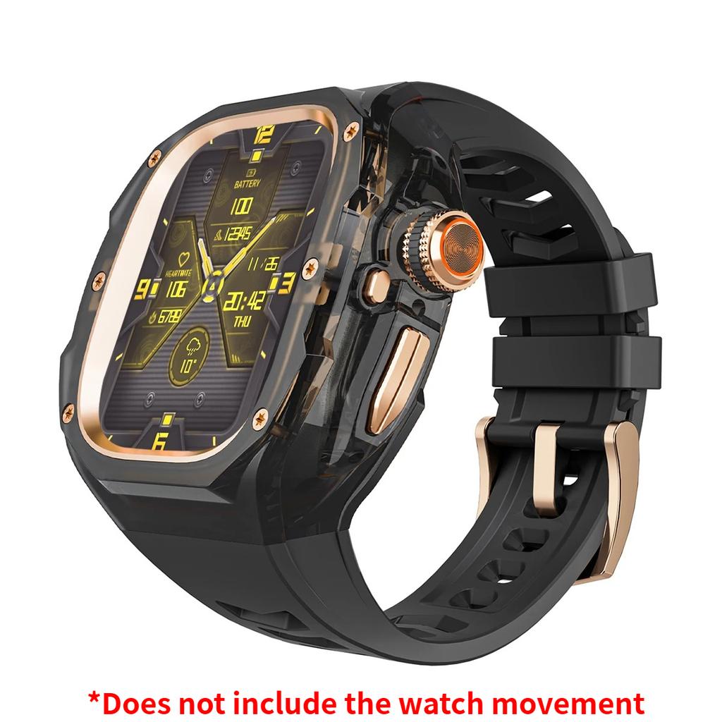 Роскошный мод-комплект для Apple watch Ultra 3/2/1 49 мм Спортивный резиновый ремешок+чехол для Iwatch ultra 49 мм Прозрачный ледяной чехол Комплект для переделки