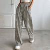Spring and Summer Striped Comfortable Casual Pants with Lace Up Straight Leg Pants Women's Pants