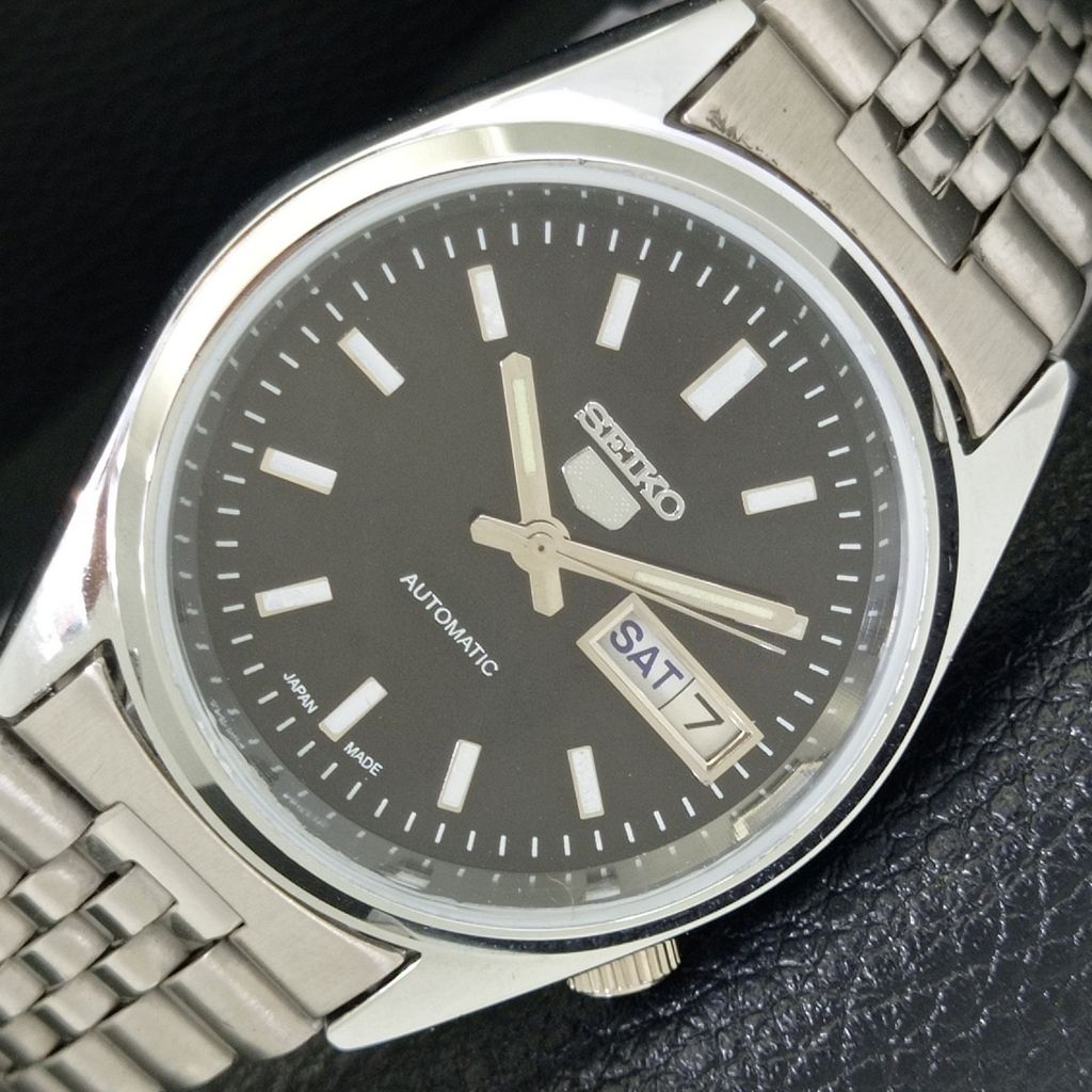 JAPAN VINTAGE REFURBISHED SEIKO 5 AUTOMATIC MENS BLACK DIAL WATCH A440548-9 Sk-a440548-1